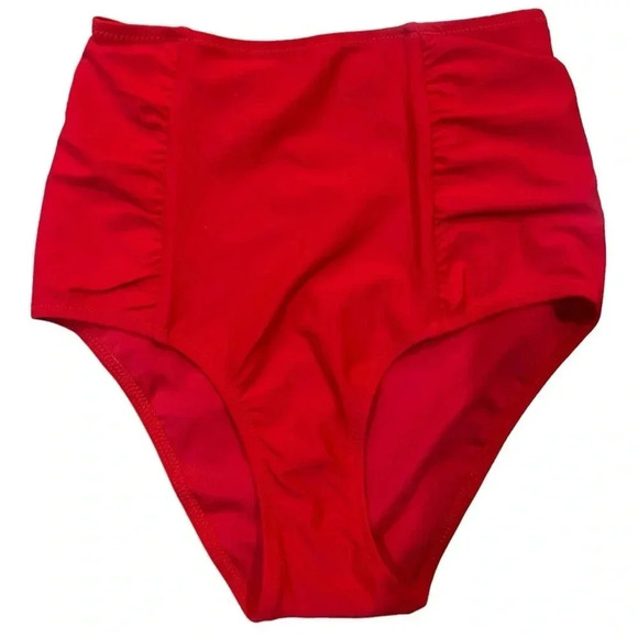 Aerie High Waisted Full Coverage Red Bikini Bottoms Size XS 4th July Beach - Picture 2 of 8